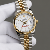 Rolex Datejust 41 Yellow Rolesor White Dial Jubilee Bracelet Fluted Bezel