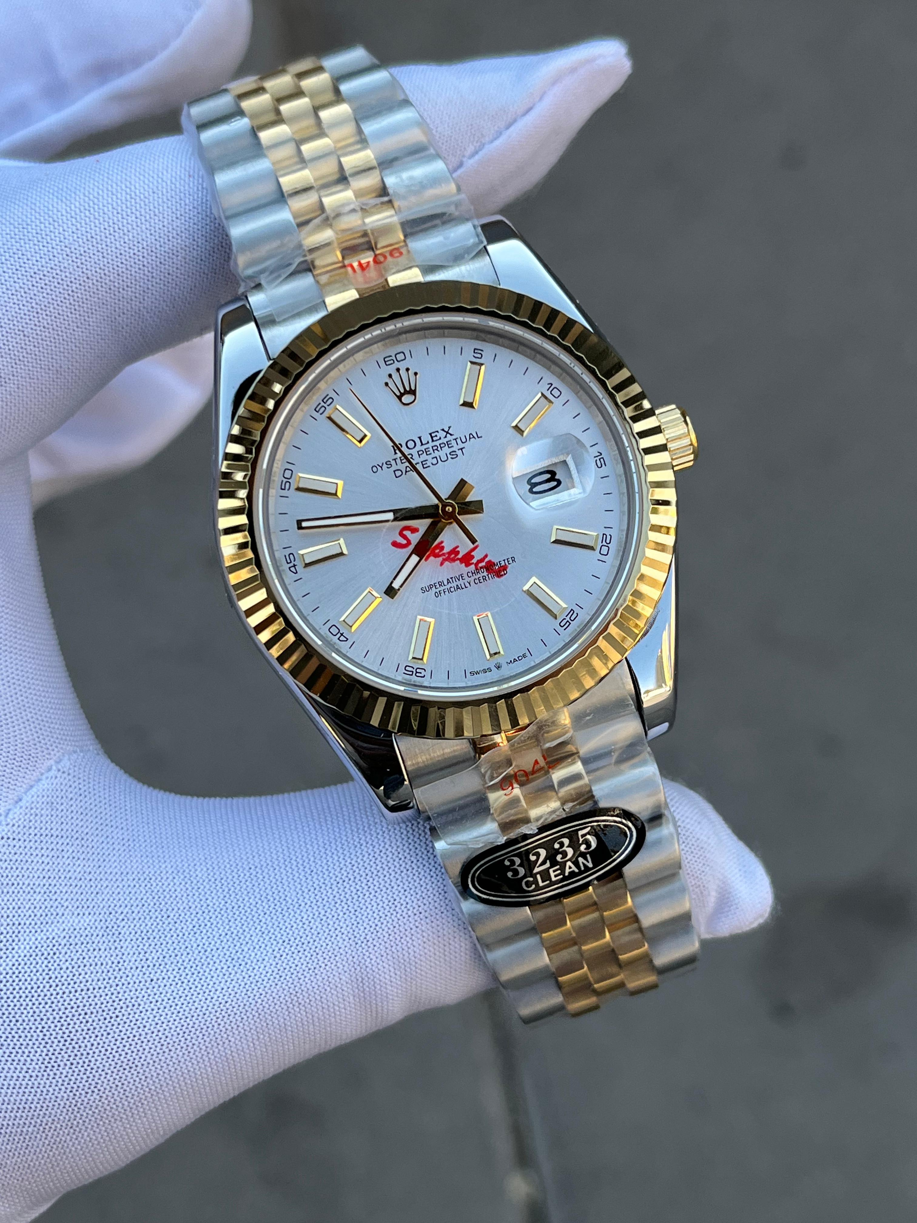 Rolex Datejust 41 Yellow Rolesor White Dial Jubilee Bracelet Fluted Bezel