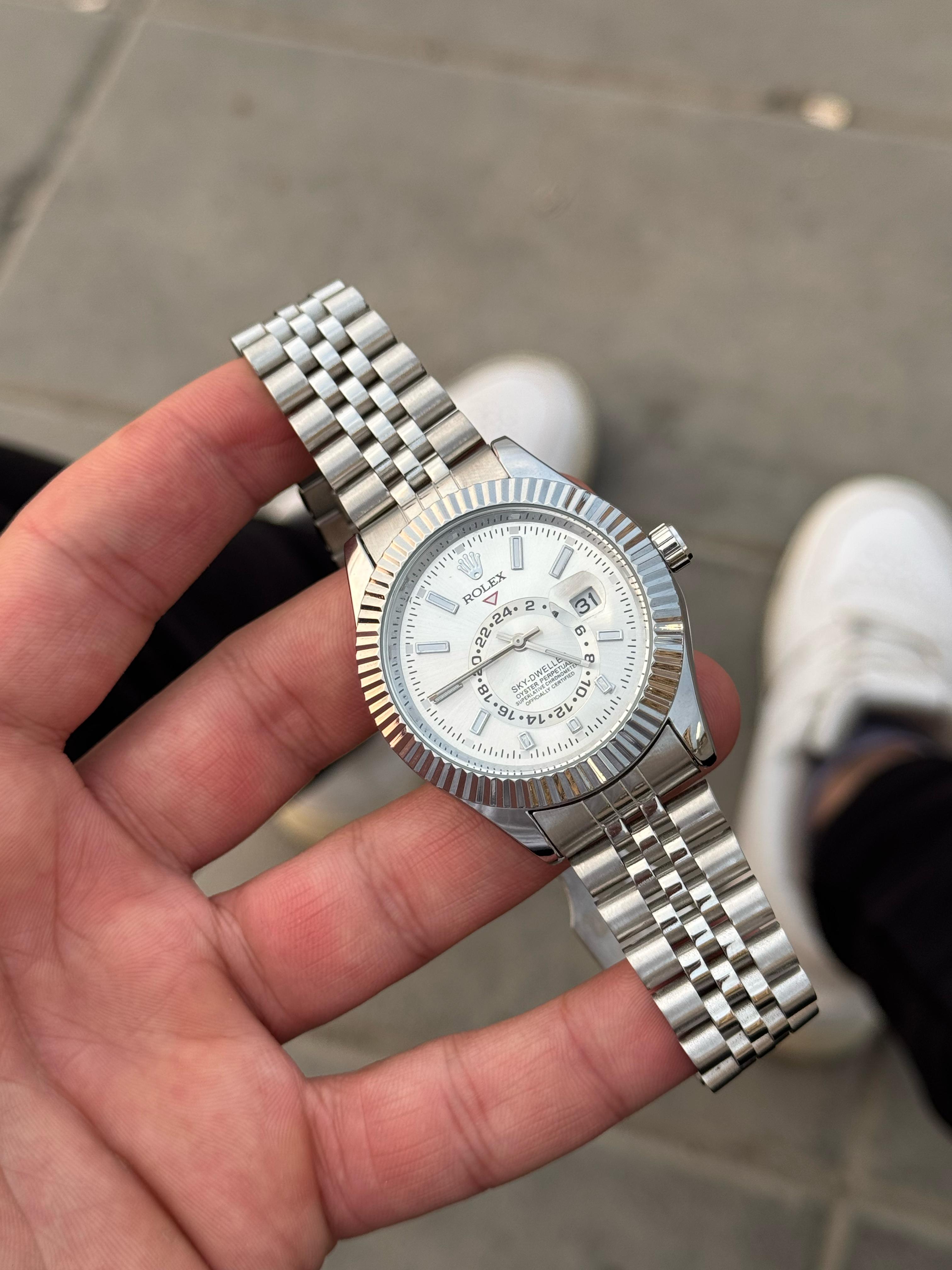 Rolex Sky dewller وحركة عقرب مثل اتوماتيك بضهر شفاف - Ahmed Store